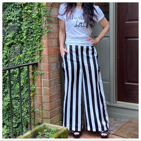 ✨LAST ONE✨WIDE LEG CROPPED STRIPPED POCKETS PANTS - Picture 5 of 5
